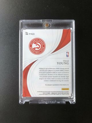 2018 - 19 Panini Immaculate Trae Young Auto RC Rookie /49 TYG3 2