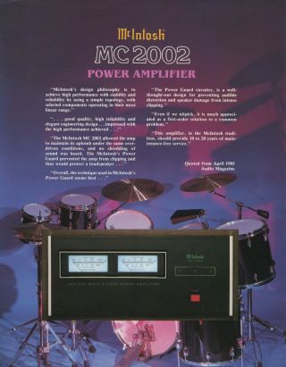 Mcintosh Mc - 2002 Stereo Power Amplifier Brochure