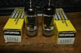 2 Vintage Nos Sylvania 13dr7 Radio Vacuum Tubes Test Strong Matching Cd 