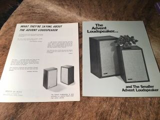 Advent Speaker Loudspeaker Brochures Large / Small 1970s