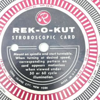 Strobe Disk Rek - O - Kut,  Professional 3 Speed 33/45/78 Rpm.  50/60 Cycle - Global