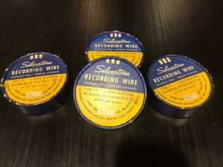 4 Vintage Silvertone 1 Hour Recording Wire Reels And Cans