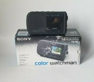 Vintage Sony Color Watchman Lcd Color Tv And Am Fm Stereo Fdl - 380 Please Read
