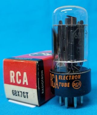 1 - Rca 6bx7gt Vacuum Tube Nos/nib Black Plates O Getter Gm 6600/7100 1962