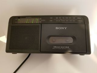 Vintage 80s Sony Dream Machine Am Fm Clock Radio Cassette Tape Player Icf - C610