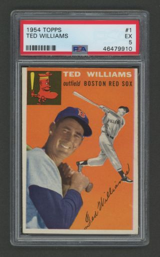 1954 Topps Baseball Card - 1 Ted Williams,  Psa 5 Ex