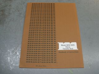 Marantz Model 5010/5025 Cassette Deck Handbook Of Instructions