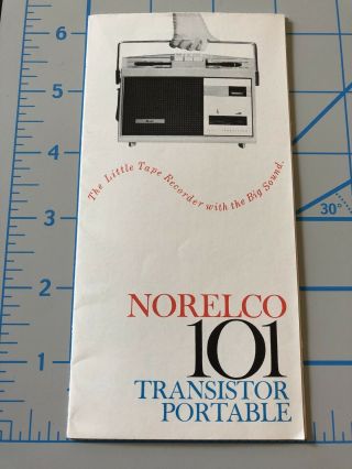 Vintage Norelco Continental 101 Portable Reel Tape Recorder Brochure Pamphlet