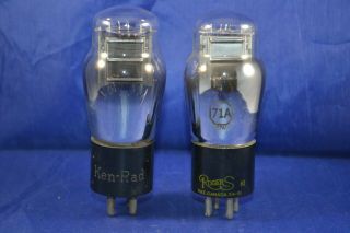 Strong Testing Match Type 71a Audio Vacuum Tubes (1) Ken - Rad (1) Rogers