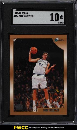 1998 Topps Basketball Dirk Nowitzki Rookie Rc 154 Sgc 10 Gem