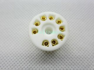 10pc 9 Pin Ceramic Gold Plated Pcb Mount Tube Socket For 6dj9 El84 12ax7 Ecc83