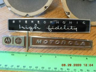 1958 Motorola Stereophonic High Fidelity Speaker Cabinets Nameplates