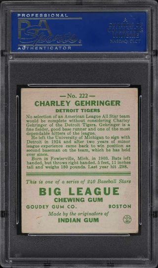 1933 Goudey Charley Gehringer 222 PSA 5 EX 2