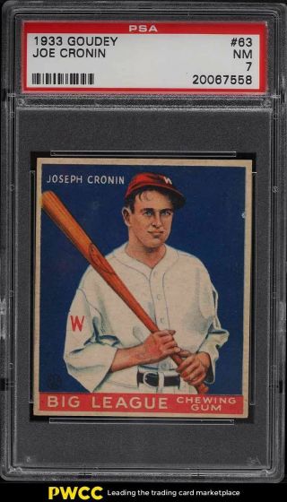 1933 Goudey Joe Cronin 63 Psa 7 Nrmt