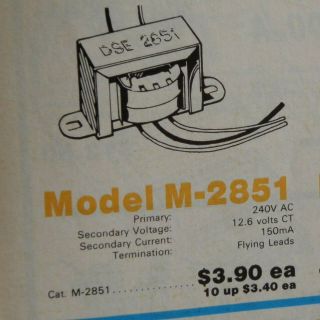 1980s Nos Dick Smith Cat No.  M - 2851 A&r 240 - To - 12.  6v Power Transformer Type 6474