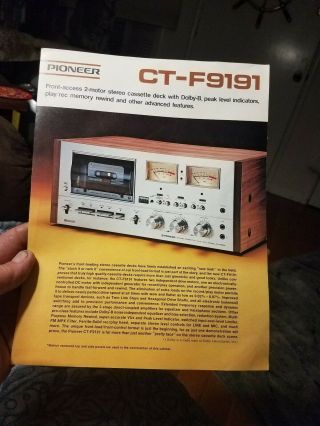 1973 Pioneer Ct - F9191 Cassette Tape Deck 3 Page Sales Brochure