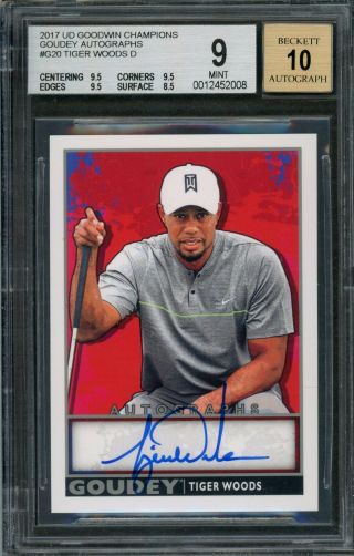 2017 Tiger Woods Goodwin Champions Goudey Autographs G20 Bgs 9/10 W/3x9.  5 Subs