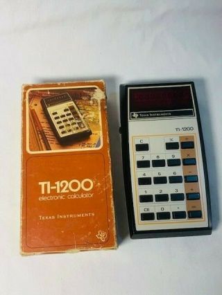 Vintage Texas Instruments Ti - 1200 Electronic Calculator And Box