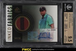 2014 Sp Game Inked Fabrics Tiger Woods Patch Auto /65 Iftw Bgs 9.  5 Gem Mt