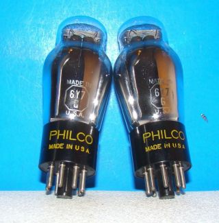 6y7g Philco Audio Radio Amplifier Vintage Vacuum Tubes 2 Valves St Shape