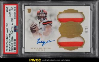 2018 Panini Flawless Baker Mayfield Rookie Rc Patch Auto 1/25 Psa 10 Gem