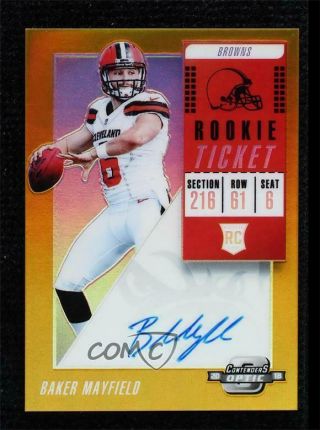 2018 Contenders Optic Ticket Rps Gold Prizm 9/10 Baker Mayfield Rookie Auto
