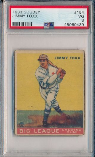 1933 Goudey 154 Jimmy Foxx - Psa 3 Vg (svsc)