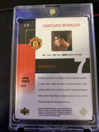 Cristiano Ronaldo 2003 Upper Deck Manchester United Rookie Card 15 Nr - 2