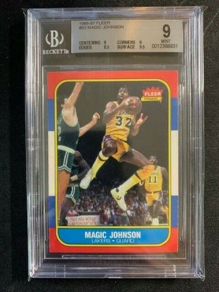 1986 - 87 Fleer Basketball Magic Johnson 53 Bgs 9