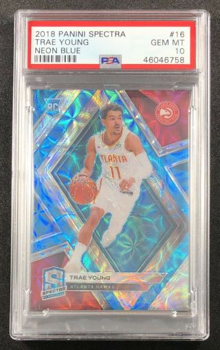 Trae Young 2018 - 19 Panini Spectra Neon Blue Rookie Rc /75 Psa 10 Gem Mt 16