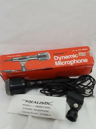 Vintage Realistic Highball 7 Dynamic Microphone Radio Shack 33 - 986a Nib Taiwan