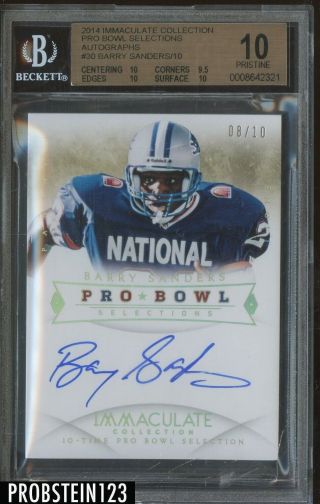 2014 Immaculate Pro Bowl Selections 30 Barry Sanders Hof Auto /10 Bgs 10
