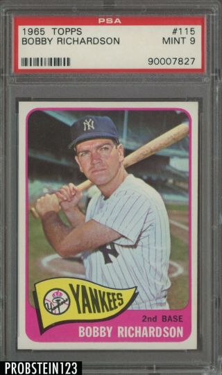 1965 Topps 115 Bobby Richardson York Yankees Psa 9 Low Pop
