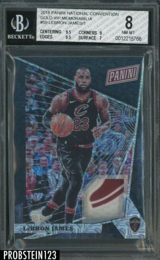 2018 Panini The National Gold Vip Lebron James Patch 1/1 Cavaliers Bgs 8 W/ 9.  5