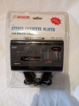 Vintage Pomtrex Walkman Style Cassette Tape Player Am/fm Radio With Headphones