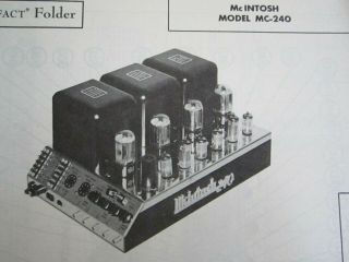 Mcintosh Mc - 240 Amp Amplifier Photofact
