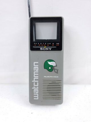 Sony Watchman Fd - 10a Handheld Tv Philadelphia Eagles Nonworking