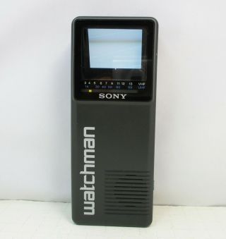 Vintage 1985 Sony Watchman Fd - 2a Handheld 2 " Screen Vhf/uhf B/w Analog Tv