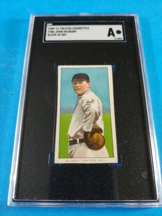 1909 - 11 Tolstoi Back T206 John Mcgraw Glove At Hip Beauty Sgc Authentic