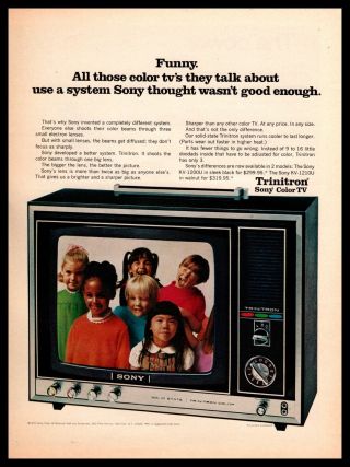 1970 Sony Kv - 1200u Solid State Trinitron Color Televison Set Vintage Tv Print Ad