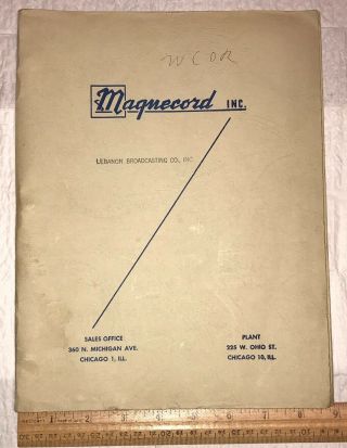 1950’s Magnecord,  Inc.  Engineering Notes Booklet Chicago,  Scarce