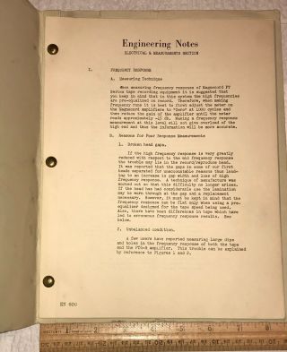 1950’s MAGNECORD,  Inc.  Engineering Notes Booklet Chicago,  Scarce 2