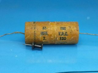 Pyramid 2 Uf 100 V Volt Wax Capacitor 85 Toc Vintage Made In Us Guitar Audio Amp