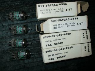 4 Nos Matched Codes Ge Faa Dot 5654w (6ak5) Tubes.  Test 38 38 38 38.  Min Is 22