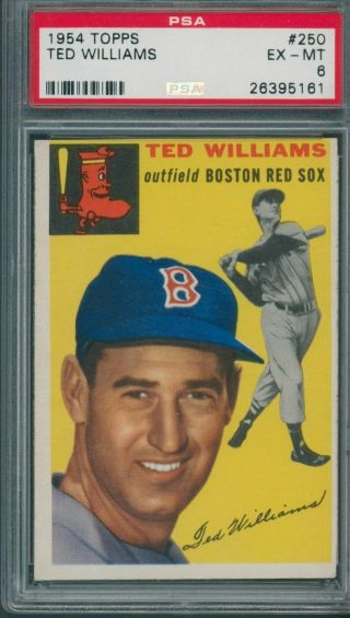1954 Topps 250 Ted Williams Psa Ex - Mt 6 5161