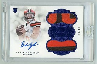 2018 Panini Flawless Baker Mayfield Auto Patch Rc Sapphire /10 Sp Rookie Rpa