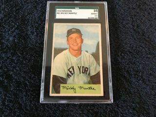 1954 Bowman Mickey Mantle Yankees 65 Sgc 2.  5 Gd,  = Psa Well Centered Ships