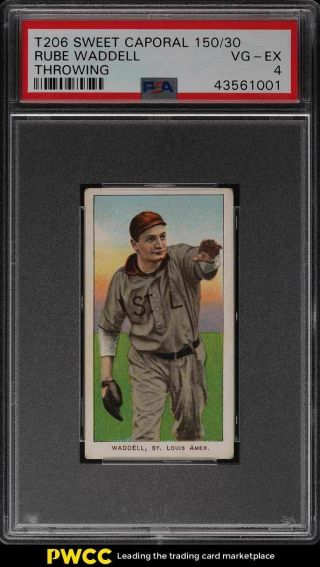 1909 - 11 T206 Rube Waddell Throwing Psa 4 Vgex