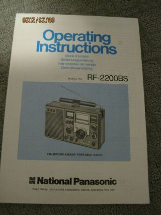 Operating Instructions Rf - 2200bs Fm/mw/sw 8 - Band Portable Radio