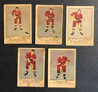1951 - 52 Parkhurst Hockey,  Near Complete Detroit Red Wings Team Set (15),  14 Rc 